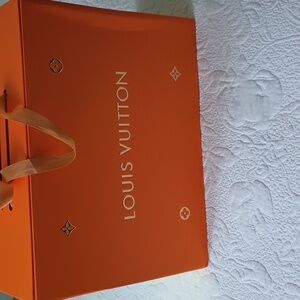 Louis Vuitton Signature Orange & Gold Storage Magnetic Handles Box Large